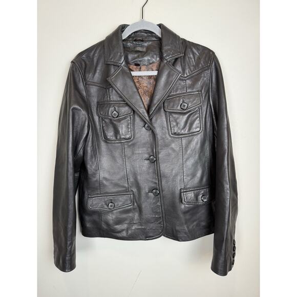 Vintage Wilson’s Leather Chocolate Brown Button Up Jacket Blazer 90’s Y2K Sz M - Picture 1 of 10